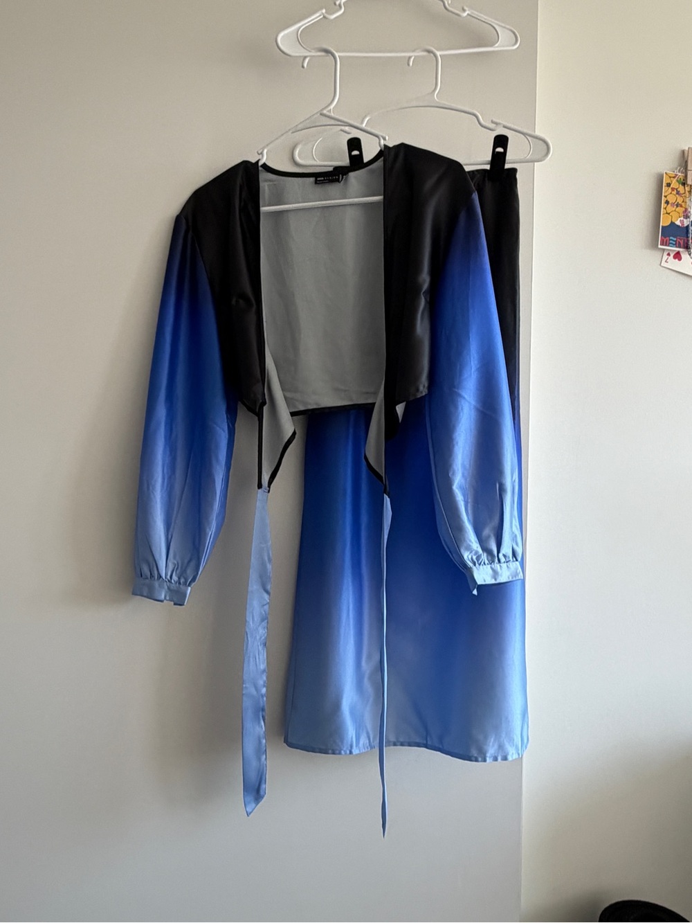 ASOS Blue Ombre Midi Dress with Black Shrug